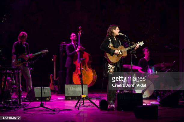 Mark Goldenberg, Barak Mori, Madeleine Peyroux and Darren Beckett perform on stage at Palau De La Musica on November 17, 2011 in Barcelona, Spain.