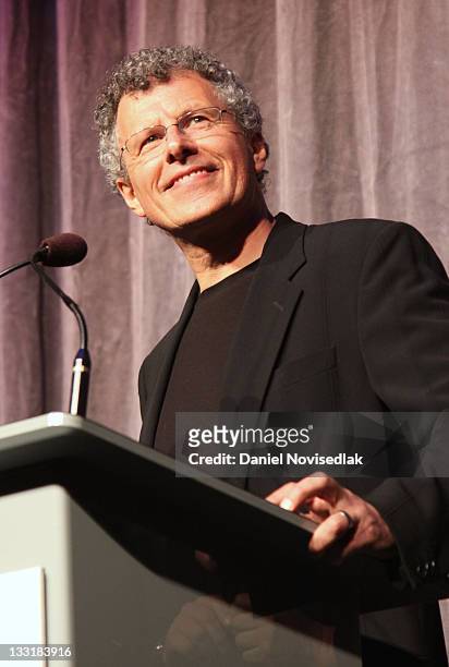 Director Jon Ameil speaks on stage as he attends the "Creation" premiere at the Roy Thomson Hall during the 2009 Toronto International Film Festival...