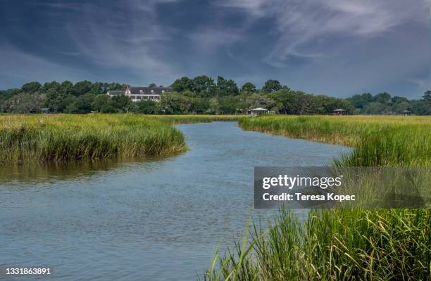 salt marsh plantation house - tidal marsh stock pictures, royalty-free photos & images