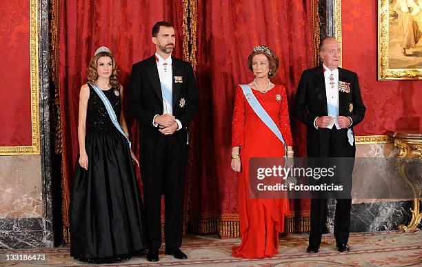Princess Letizia of Spain, Prince Felipe of Spain, Queen Sofia of Spain and King Juan Carlos of Spain attend a Gala Dinner honouring Vietnam...