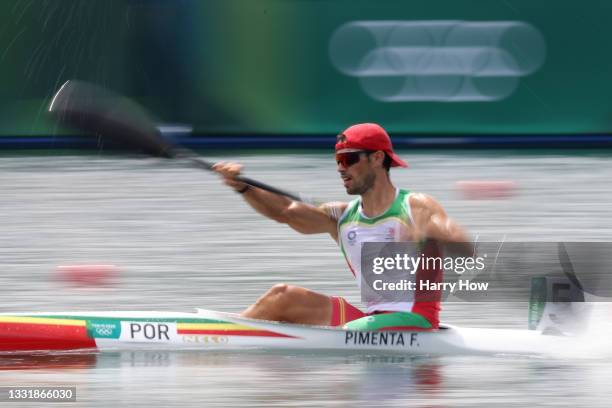 Fernando Pimenta of Team Portugal competes during Men's Kayak Single 1000m Heat 3 on day ten of the Tokyo 2020 Olympic Games at Sea Forest Waterway...