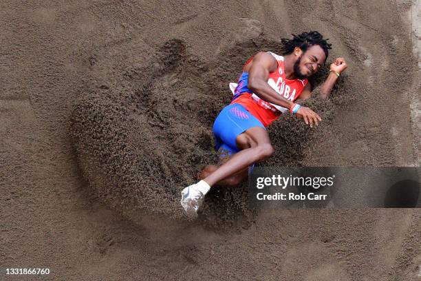 Maykel Masso of Team Cuba competes in the Men's Long Jump Final on day ten of the Tokyo 2020 Olympic Games at Olympic Stadium on August 02, 2021 in...