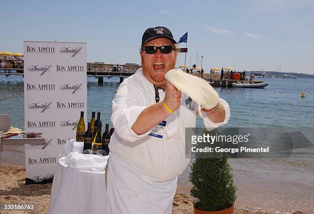 Chef Mario Batali during Cannes 2002 - "Bon Appetit" Pizza Toss at The American Pavilion at The American Pavilion in Cannes, France.