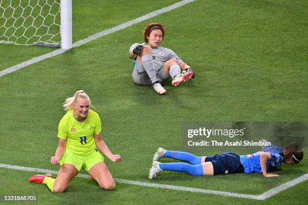 Stina Blackstenius of Team Sweden celebrates scoring her side's second goal during the Women's Quarter Final match between Sweden and Japan on day...