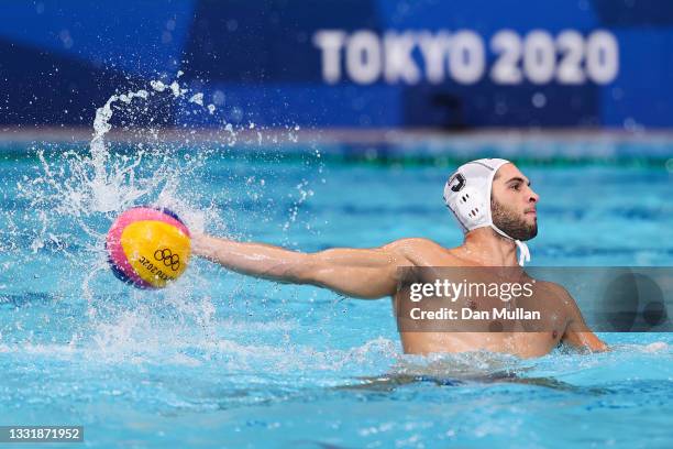 Ioannis Fountoulis of Team Greece in action during the Men's Preliminary Round Group A match between Greece and the United States on day ten of the...