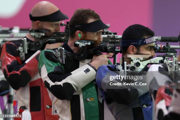 Dane Sampson of Team Australia competes in 50m Rifle 3-Position Men's Qualification on day ten of the Tokyo 2020 Olympic Games at Asaka Shooting...