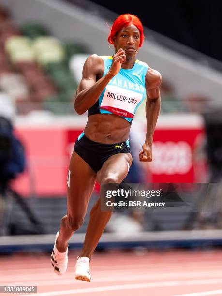Shaunae Miller Uibo of Bahamas competing in the Women's 200m Round 1 during the Tokyo 2020 Olympic Games at the Olympic Stadium on August 2, 2021 in...