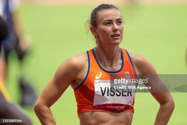 Nadine Visser of the Netherlands competing in the Women's 100m Hurdles Final during the Tokyo 2020 Olympic Games at the Olympic Stadium on August 2,...
