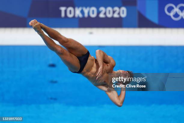 Nicolas Garcia Boissier of Team Spain competes in the Men's 3m Springboard Preliminary Round on day ten of the Tokyo 2020 Olympic Games at Tokyo...