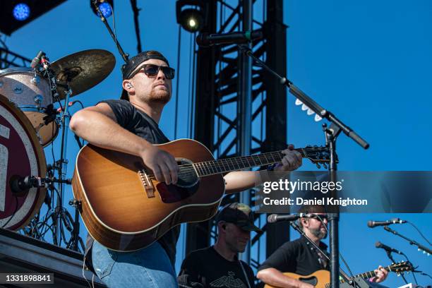 Musician Scotty McCreery performs on stage at Boots In The Park at Waterfront Park on August 01, 2021 in San Diego, California.