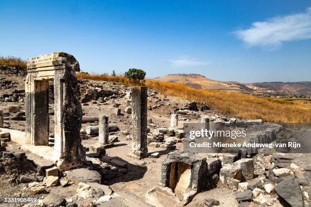 ancient synagogue ruins on mount arbel, galilee, israel, middle east - ancient israel stock pictures, royalty-free photos & images