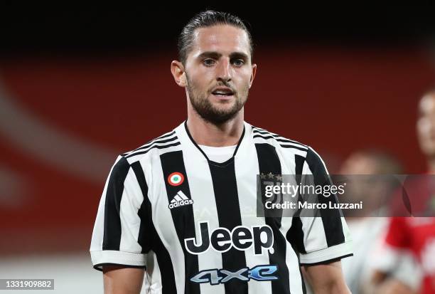 Adrien Rabiot of Juventus FC looks on during the AC Monza v Juventus FC - Trofeo Berlusconi at Stadio Brianteo on July 31, 2021 in Monza, Italy.