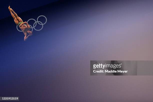 Yona Knight-Wisdom of Team Jamaica competes in the Men's 3m Springboard Preliminary Round on day ten of the Tokyo 2020 Olympic Games at Tokyo...