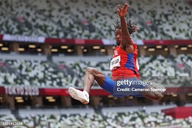 Maykel Masso of Team Cuba competes in the Men's Long Jump Final on day ten of the Tokyo 2020 Olympic Games at Olympic Stadium on August 02, 2021 in...