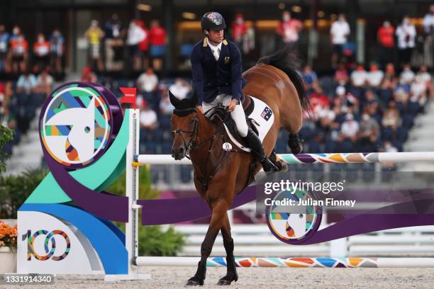 Kevin McNab of Team Australia riding Don Quidam competes during the Eventing Jumping Team Final and Individual Qualifier on day ten of the Tokyo 2020...