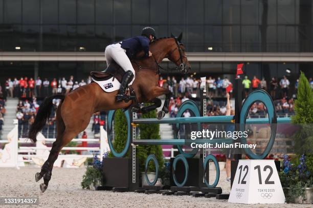 Kevin McNab of Team Australia riding Don Quidam competes during the Eventing Jumping Team Final and Individual Qualifier on day ten of the Tokyo 2020...
