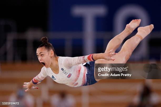Jennifer Gadirova of Team Great Britain competes during the Women's Floor Exercise Final on day ten of the Tokyo 2020 Olympic Games at Ariake...