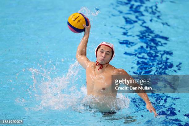 Seiya Adachi of Team Japan on attack during the Men's Preliminary Round Group A match between Japan and South Africa on day ten of the Tokyo 2020...