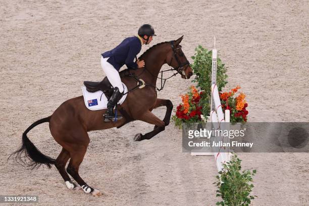 Shane Rose of Team Australia riding Virgil competes during the Eventing Jumping Team Final and Individual Qualifier on day ten of the Tokyo 2020...
