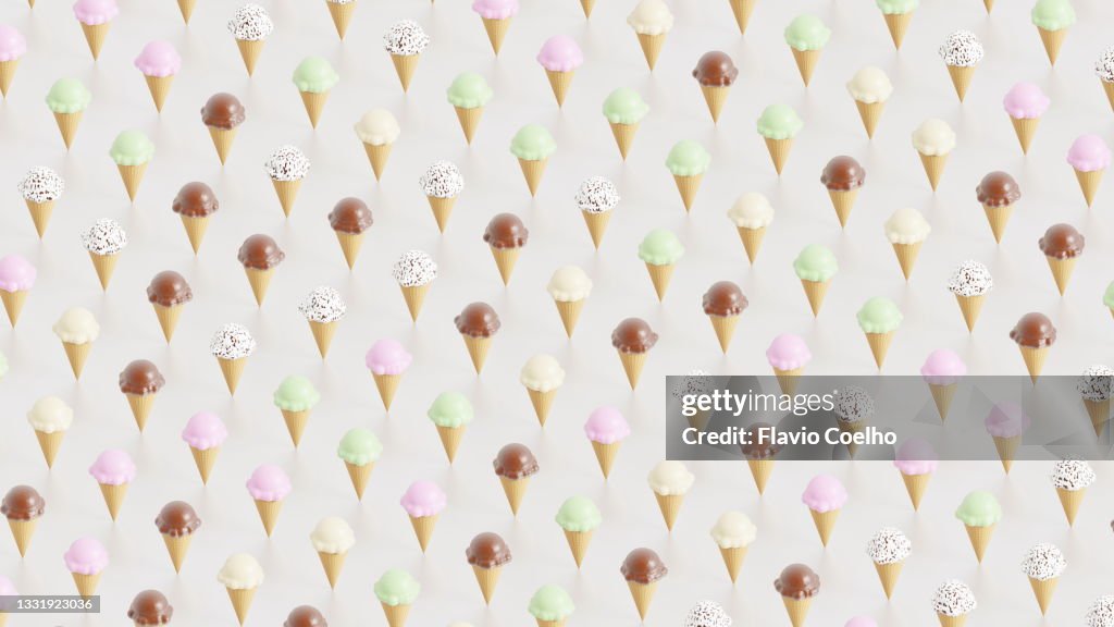 Ice cream cones pattern background