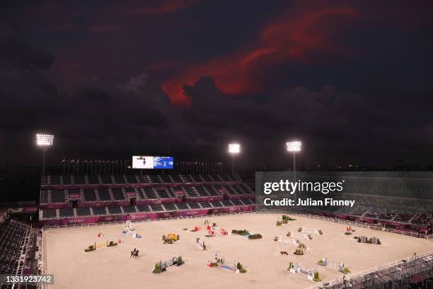 Tim Price of Team New Zealand riding Vitali competes during the Eventing Jumping Team Final and Individual Qualifier on day ten of the Tokyo 2020...