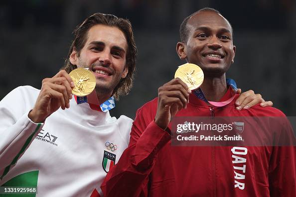 Barshin Joint gold medalists Mutaz Essa Barshim of Team Qatar and Gianmarco ...
