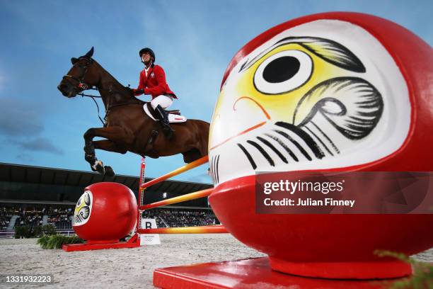 Jan Kaminski of Team Poland riding Jard competes during the Eventing Jumping Team Final and Individual Qualifier on day ten of the Tokyo 2020 Olympic...