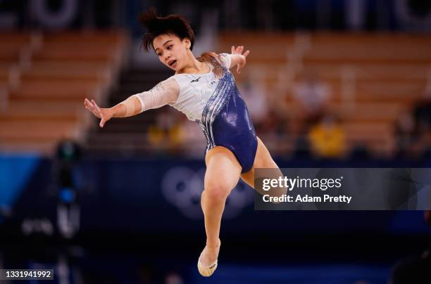 Mai Murakami of Team Japan competes during the Women's Floor Exercise Final on day ten of the Tokyo 2020 Olympic Games at Ariake Gymnastics Centre on...