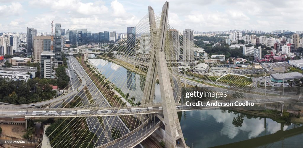 Cable-stayed bridge located at Sao Paulo city