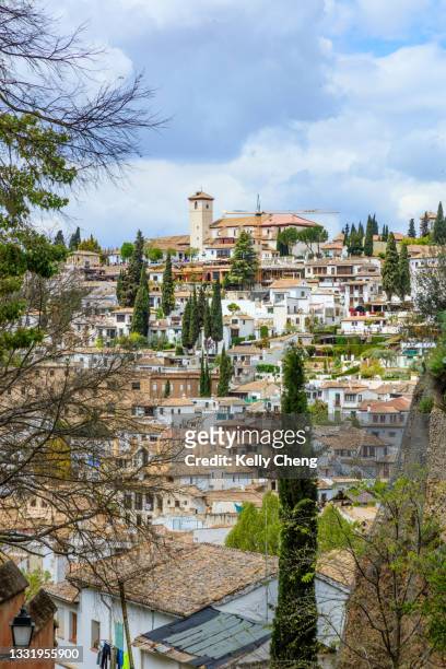 view of the albaicín from granada, spain - granada spain stock pictures, royalty-free photos & images