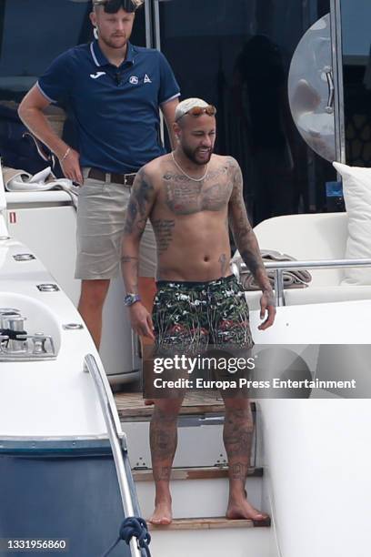 Neymar spends a day with friends on the high seas on 2 August 2021 in Ibiza, Spain.