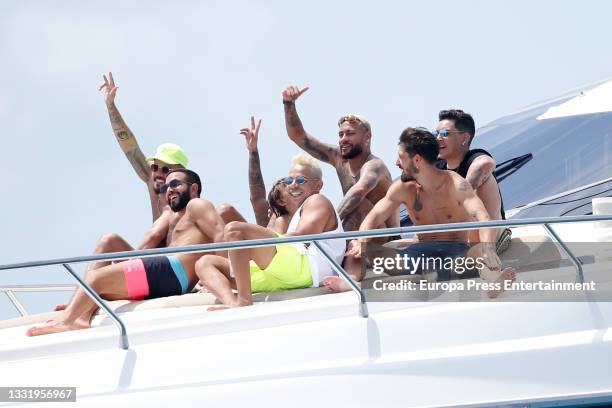 Neymar spends a day with friends on the high seas on 2 August 2021 in Ibiza, Spain.