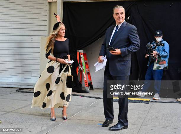 Sarah Jessica Parker and Chris Noth seen on the set of "And Just Like That..." the follow up series to "Sex and the City" in Chelsea on August 02,...