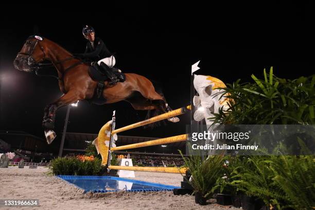 Susanna Bordone of Team Italy riding Imperial van de Holtakkers competes during the Eventing Individual Jumping Final on day ten of the Tokyo 2020...