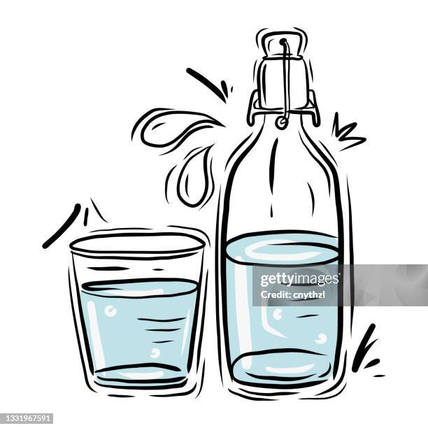 water bottle cartoon style vector illustration. - pet bottle stock illustrations