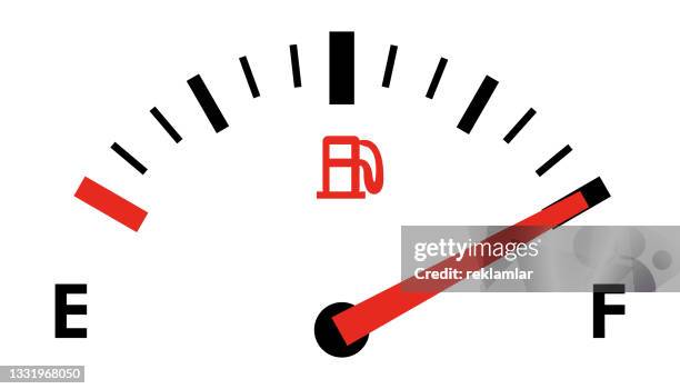 fuel gauge icon. gasoline indicator isolated on white background. - storage tank stock illustrations
