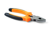 new metal pliers, orange and black rubber grip