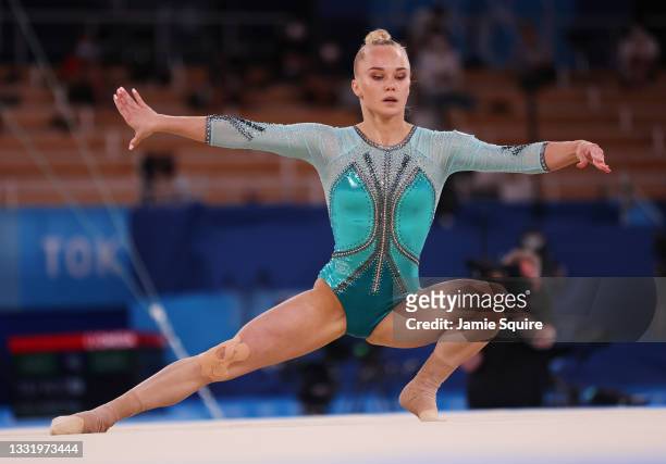 Angelina Melnikova of Team ROC competes during the Women's Floor Exercise Final on day ten of the Tokyo 2020 Olympic Games at Ariake Gymnastics...