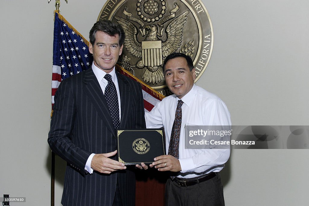 Pierce Brosnan Receives American Citizenship on September 23, 2004