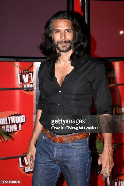 Bollywood Actor and Former Indian Supermodel Milind Soman attends the live airing of Channel V's Bollywood Movie "Andaaz Apna Very Hatke" held at the...