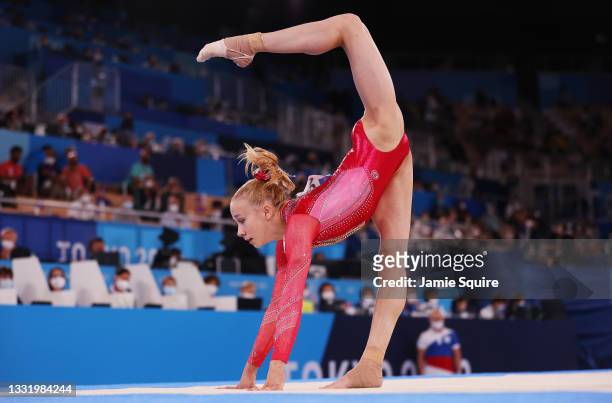 Viktoriia Listunova of Team ROC competes during the Women's Floor Exercise Final on day ten of the Tokyo 2020 Olympic Games at Ariake Gymnastics...
