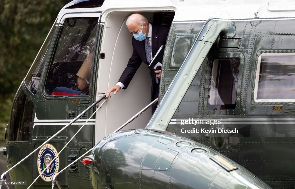 President Biden Returns To The White House After Weekend At Camp David