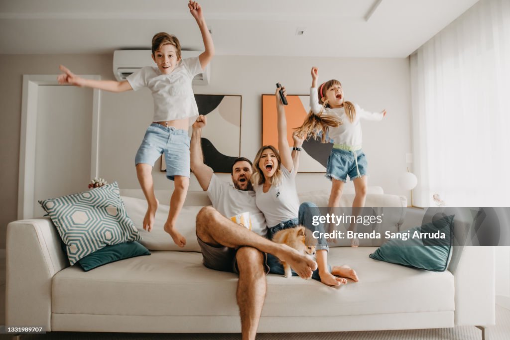 Family celebrating a goal