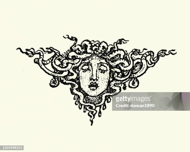 medusa's head, gorgon, ancient greek mythology - medusa stock illustrations