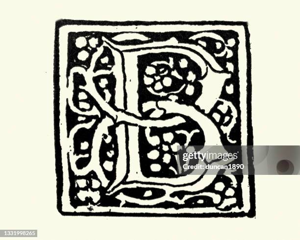 illustrations, cliparts, dessins animés et icônes de orné majuscule lettre b, initiale de style victorien - lettre b