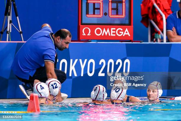 Head coach Alexandr Gaidukov of ROC, Elvina Karimova of ROC, Nadezhda Glyzina of ROC, Anna Timofeeva of ROC, Evgeniya Soboleva of ROC, Evgeniya...