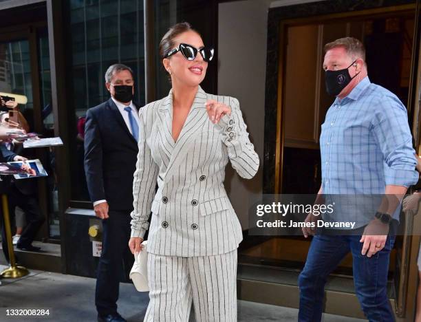 Lady Gaga seen on the streets of Manhattan on August 02, 2021 in New York City.