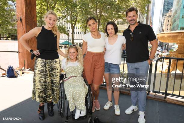 Betsy Wolfe, Ali Stroker, Ciara Renée, Lauren Patten and Andrew Rannells attend Bryant Park's Broadway-Bound Initiative With BroadwayEvolved Kick Off...