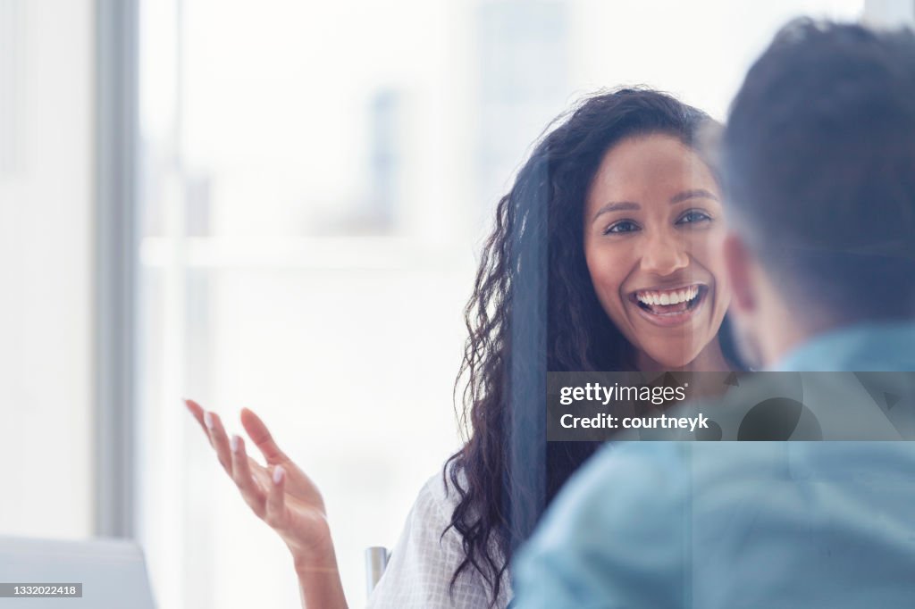 Business colleagues having a conversation