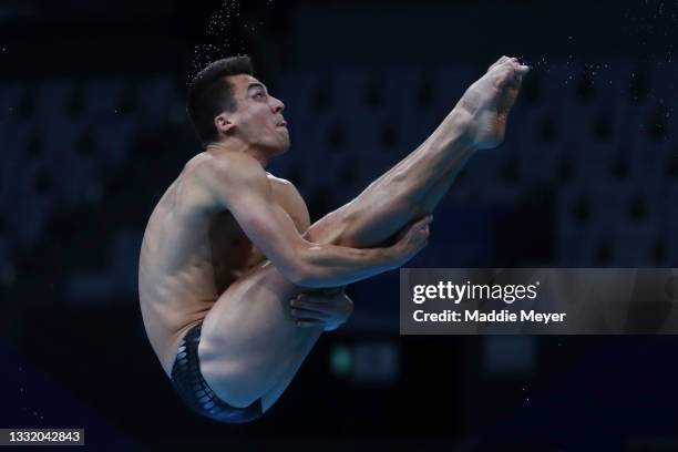 Anton Down-Jenkins of Team New Zealand competes in the Men's 3m Springboard Semifinal on day eleven of the Tokyo 2020 Olympic Games at Tokyo Aquatics...